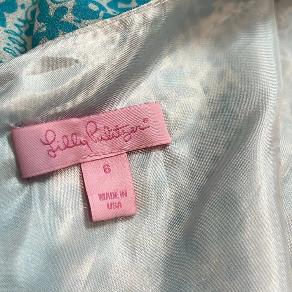 Beautiful 100% Silk Lilly Pulitzer Paisley mini Dress 6‎ coastal preppy chic fun